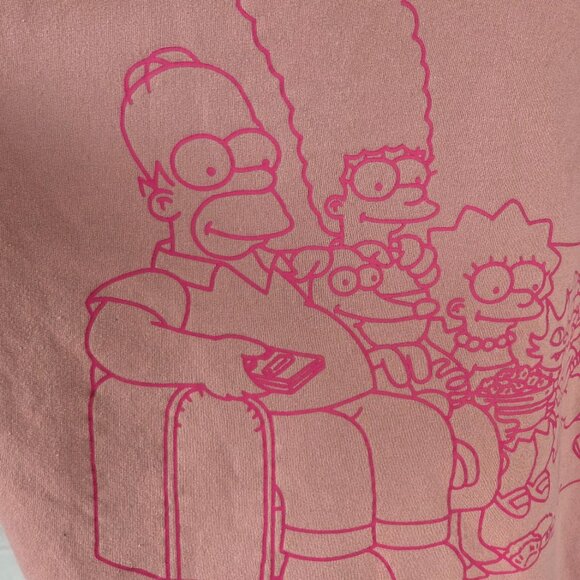 Large Simpsons Graphic Oversized Long Sleeve Two Tone Pink Sweatshirt - Picture 11 of 13